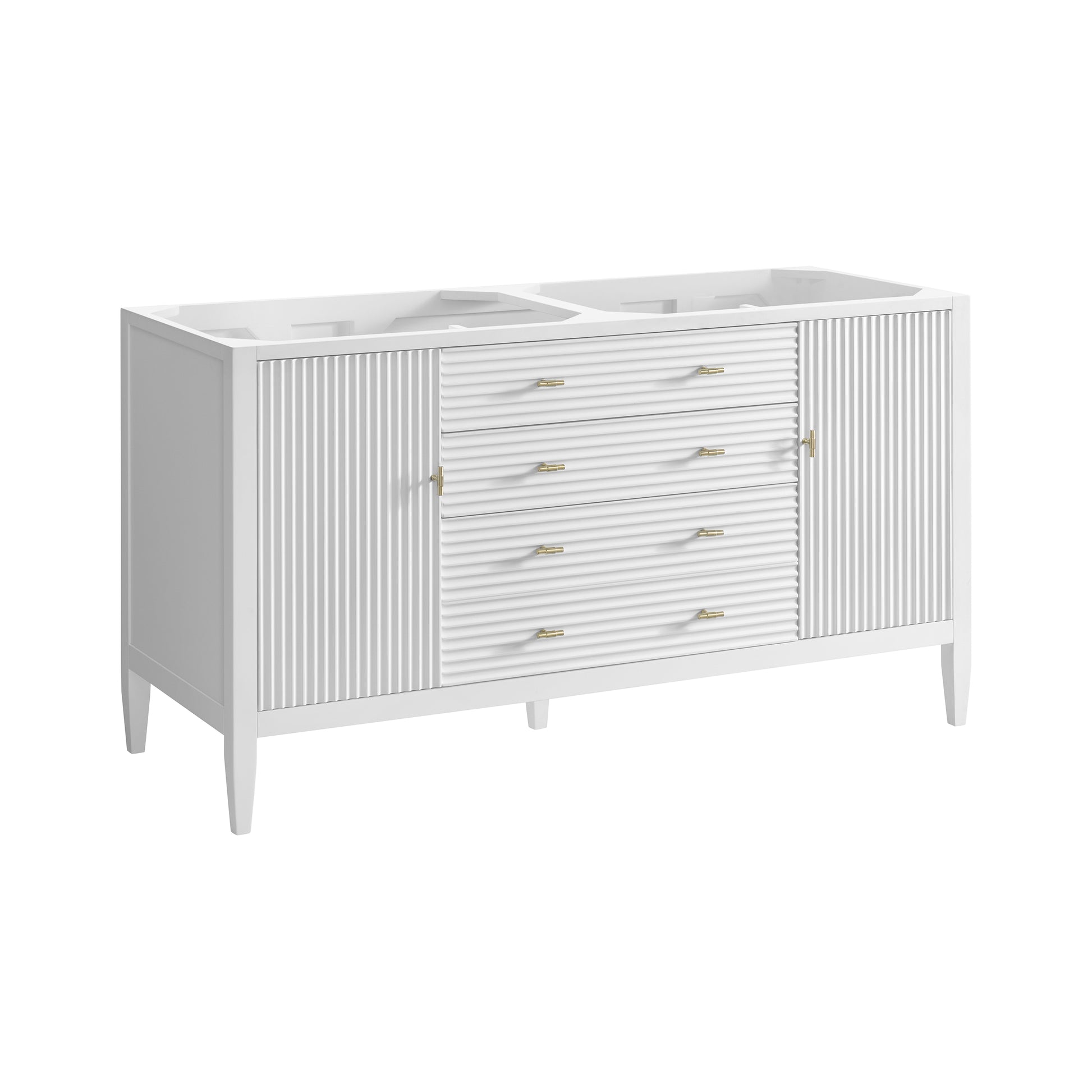 Renovate for Less Atlanta Myrrin 60" Double Vanity, Bright White, w/ 3 CM Tajnar Eclos Top w/FreePower Wireless Charger