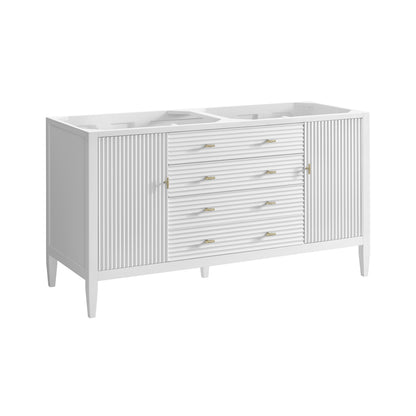Renovate for Less Atlanta Myrrin 60" Double Vanity, Bright White, w/ 3 CM Tajnar Eclos Top w/FreePower Wireless Charger