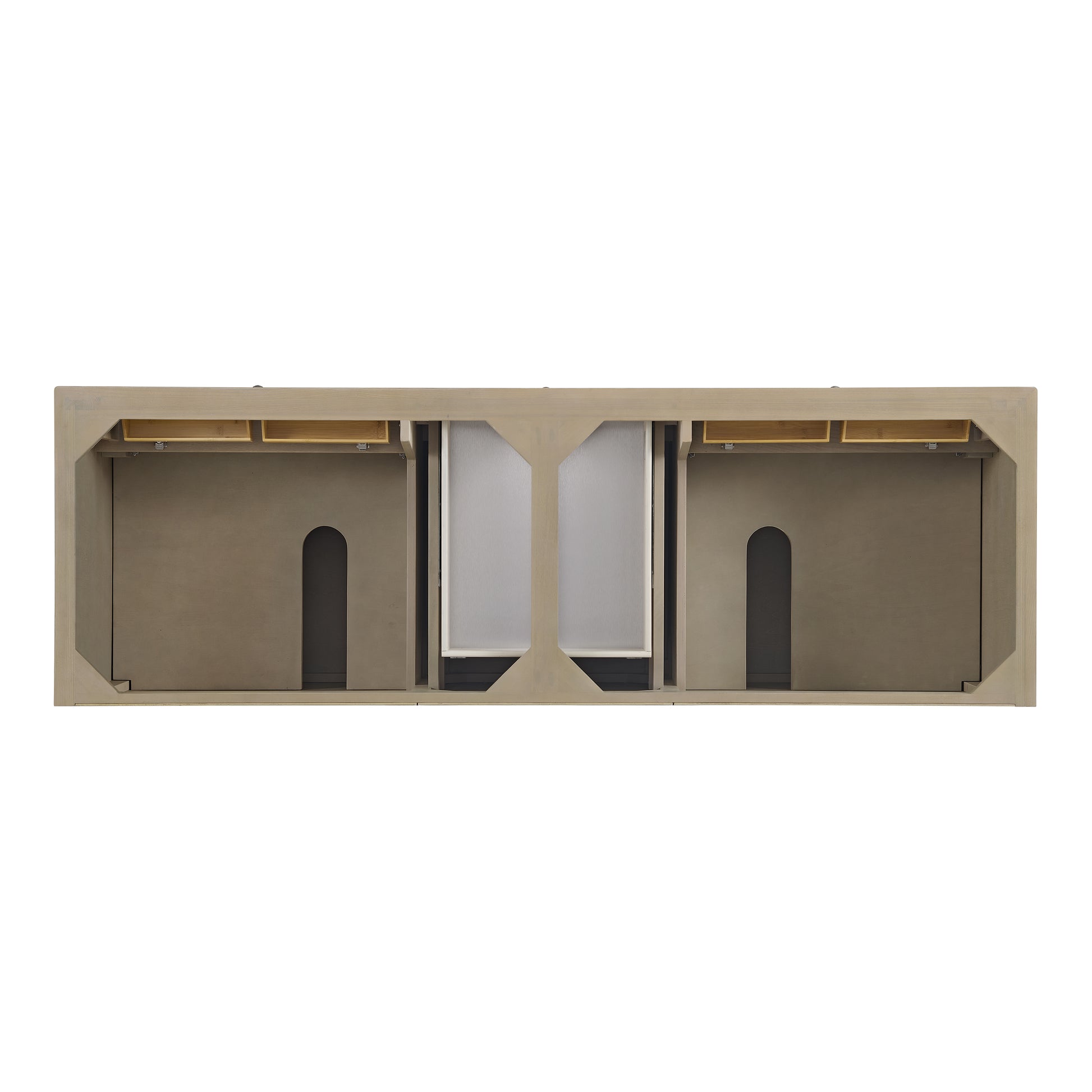Renovate for Less Atlanta Lorelai 72" Double Vanity, Whitewashed Oak w/ 3 CM Parisien Bleu Silestone Top w/FreePower Wireless Charger