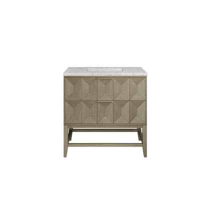 Renovate for Less Atlanta Emmeline 36" Single Vanity, Pebble Oak w/ 3 CM Eternal Jasmine Pearl Top