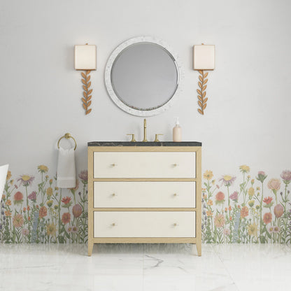 Celeste 36" Single Vanity, Sunwashed Oak with Embossed Shagreen w/ 3 CM Parisien Bleu Silestone Top