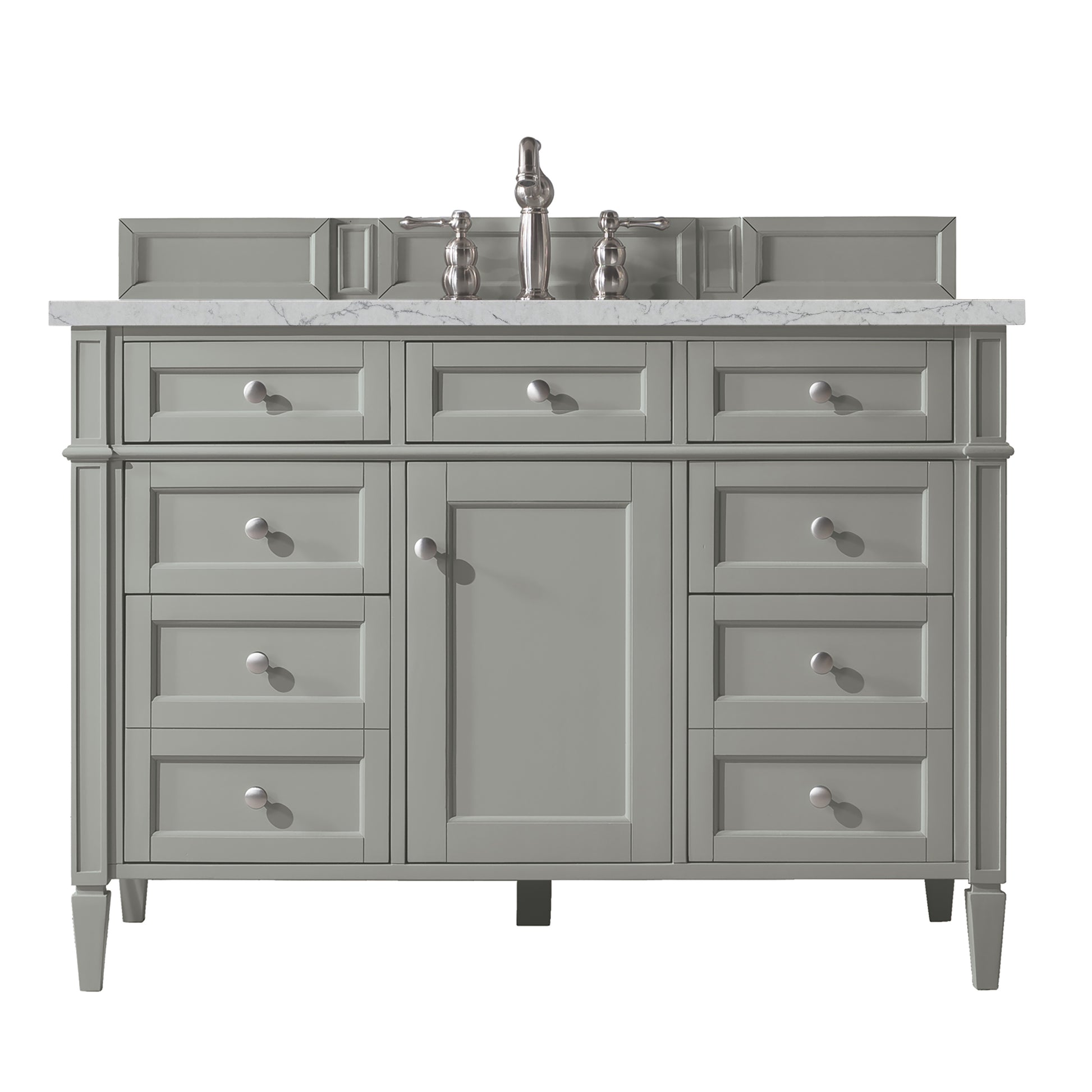 Renovate for Less Atlanta Brittany 48" Single Vanity, Urban Gray w/ 3 CM Eternal Jasmine Pearl Silestone Top