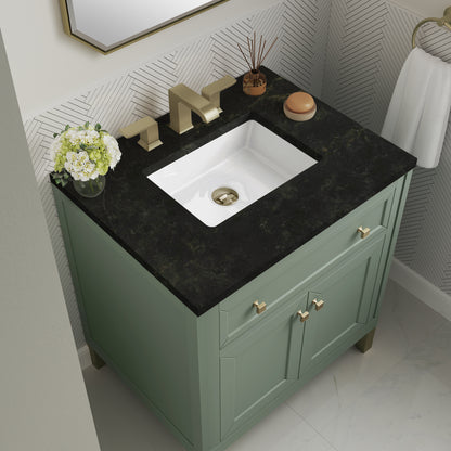 Renovate for Less Atlanta Chicago 30" Single Vanity, Smokey Celadon, w/ 3 CM Phantome Eclos Top