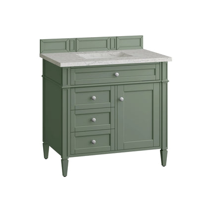 Brittany 36" Single Vanity, Smokey Celadon w/ 3 CM Eternal Jasmine Pearl Top