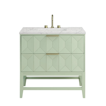 Emmeline 36" Single Vanity, Pistachio w/ 3 CM Eternal Jasmine Pearl Top