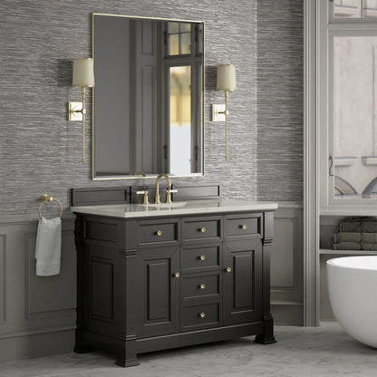 Brookfield 48" Single Vanity, Black Onyx, w/ 3 CM Siberian Silestone Top