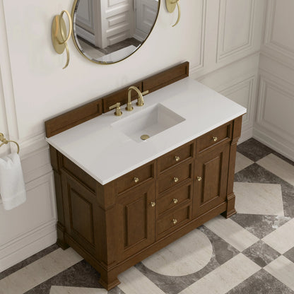 Brookfield 48" Single Vanity, Honey Oak,  w/ 3 CM White Zeus Silestone Top