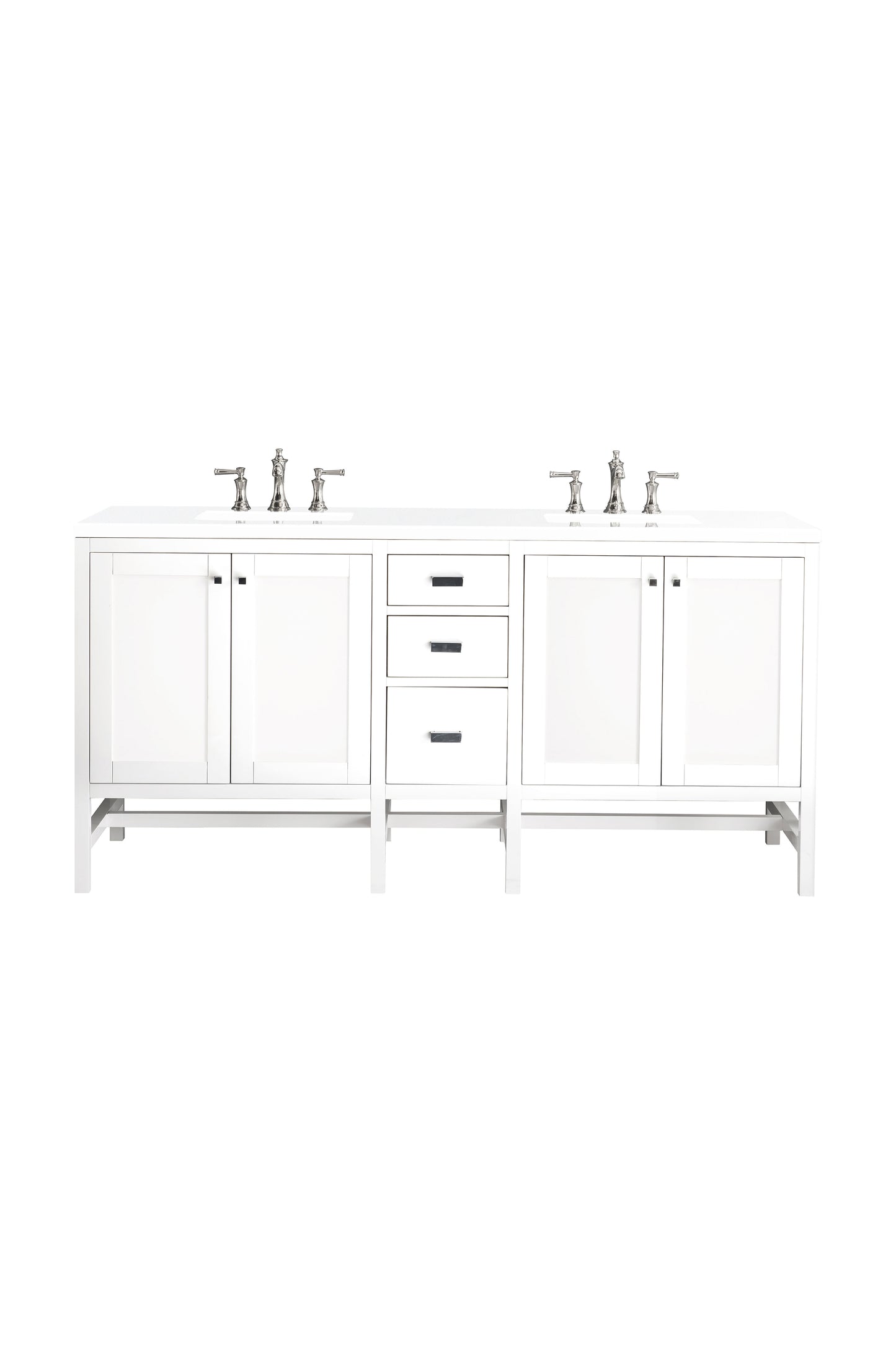 Renovate for Less Atlanta Addison 72" Double Vanity, Glossy White w/ 3 CM White Zeus Silestone Top