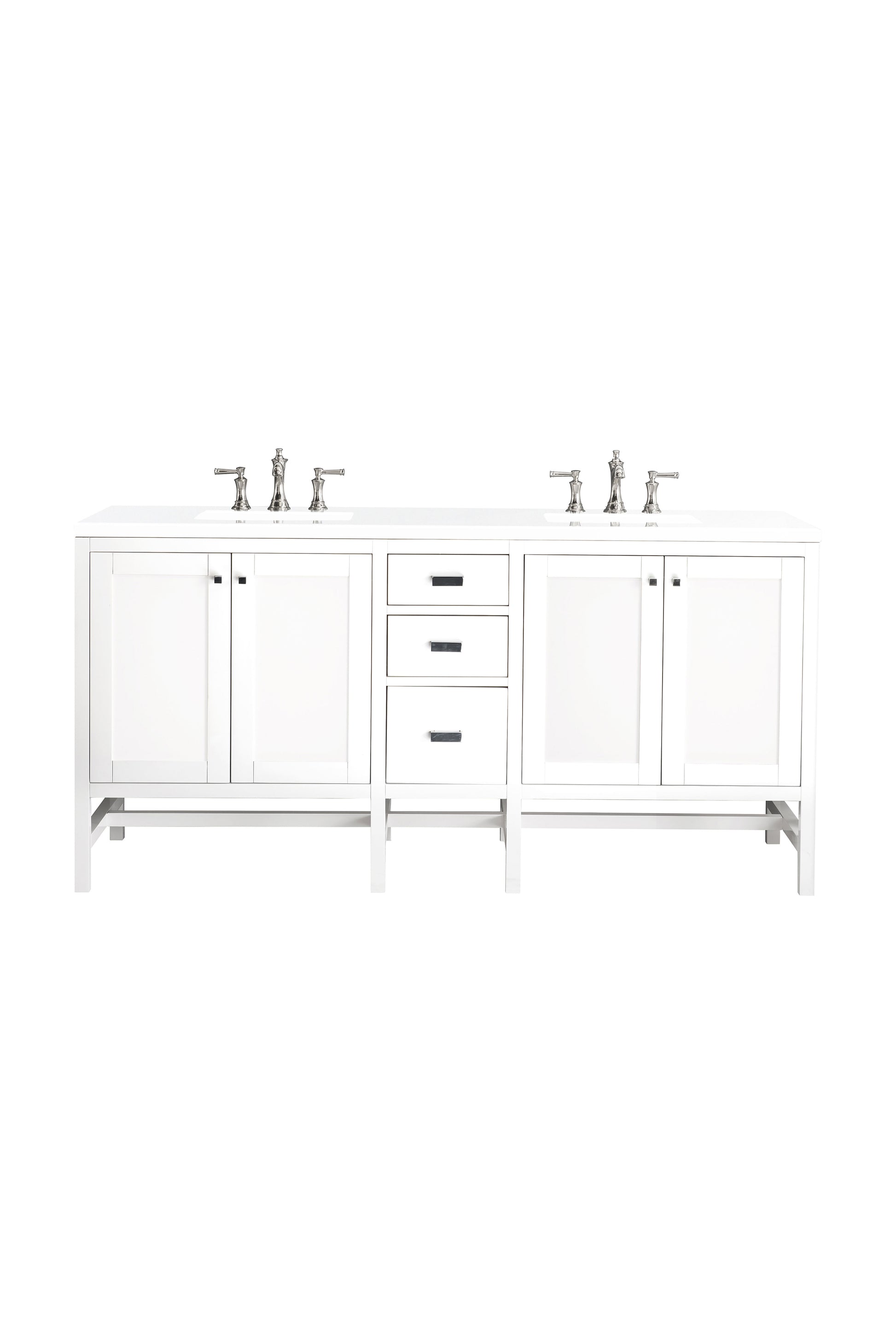 Renovate for Less Atlanta Addison 72" Double Vanity, Glossy White w/ 3 CM White Zeus Silestone Top