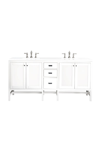 Addison 72" Double Vanity, Glossy White w/ 3 CM White Zeus Silestone Top
