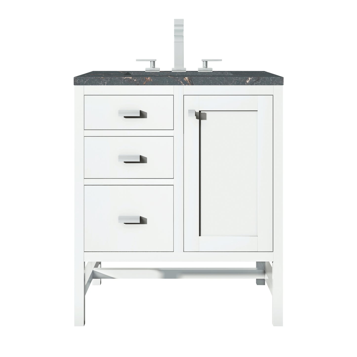 Renovate for Less Atlanta Addison 30" Single Vanity, Glossy White w/ 3 CM Parisien Bleu Silestone Top