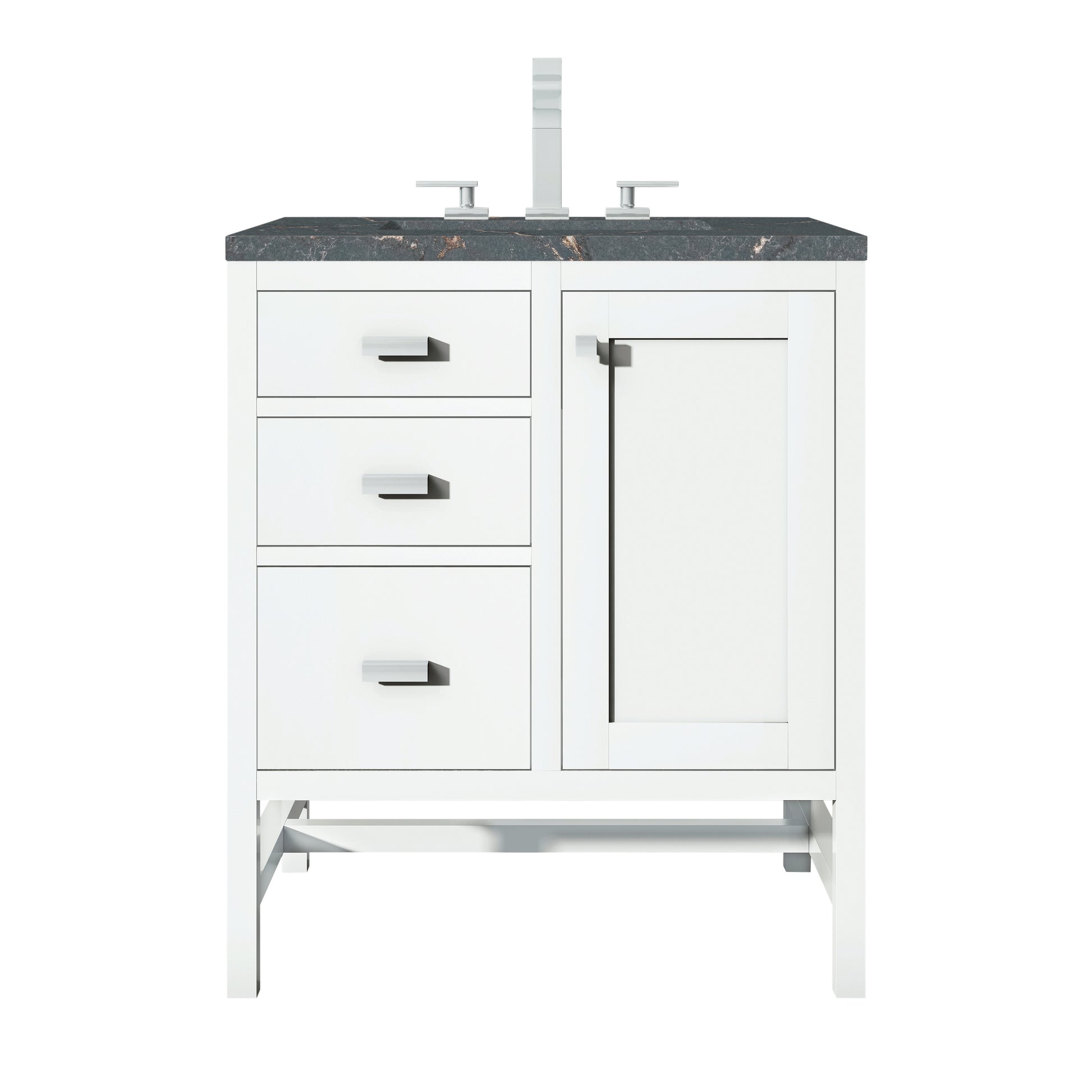 Renovate for Less Atlanta Addison 30" Single Vanity, Glossy White w/ 3 CM Parisien Bleu Silestone Top