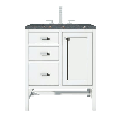 Renovate for Less Atlanta Addison 30" Single Vanity, Glossy White w/ 3 CM Parisien Bleu Silestone Top
