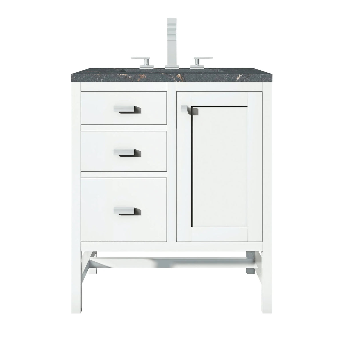 Addison 30" Single Vanity, Glossy White w/ 3 CM Parisien Bleu Silestone Top