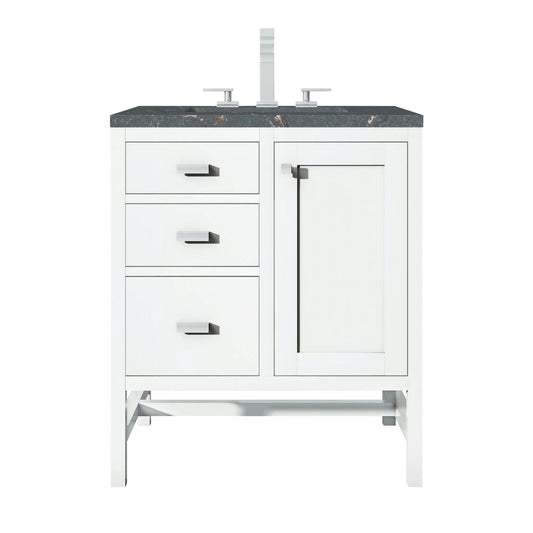 Addison 30" Single Vanity, Glossy White w/ 3 CM Parisien Bleu Silestone Top