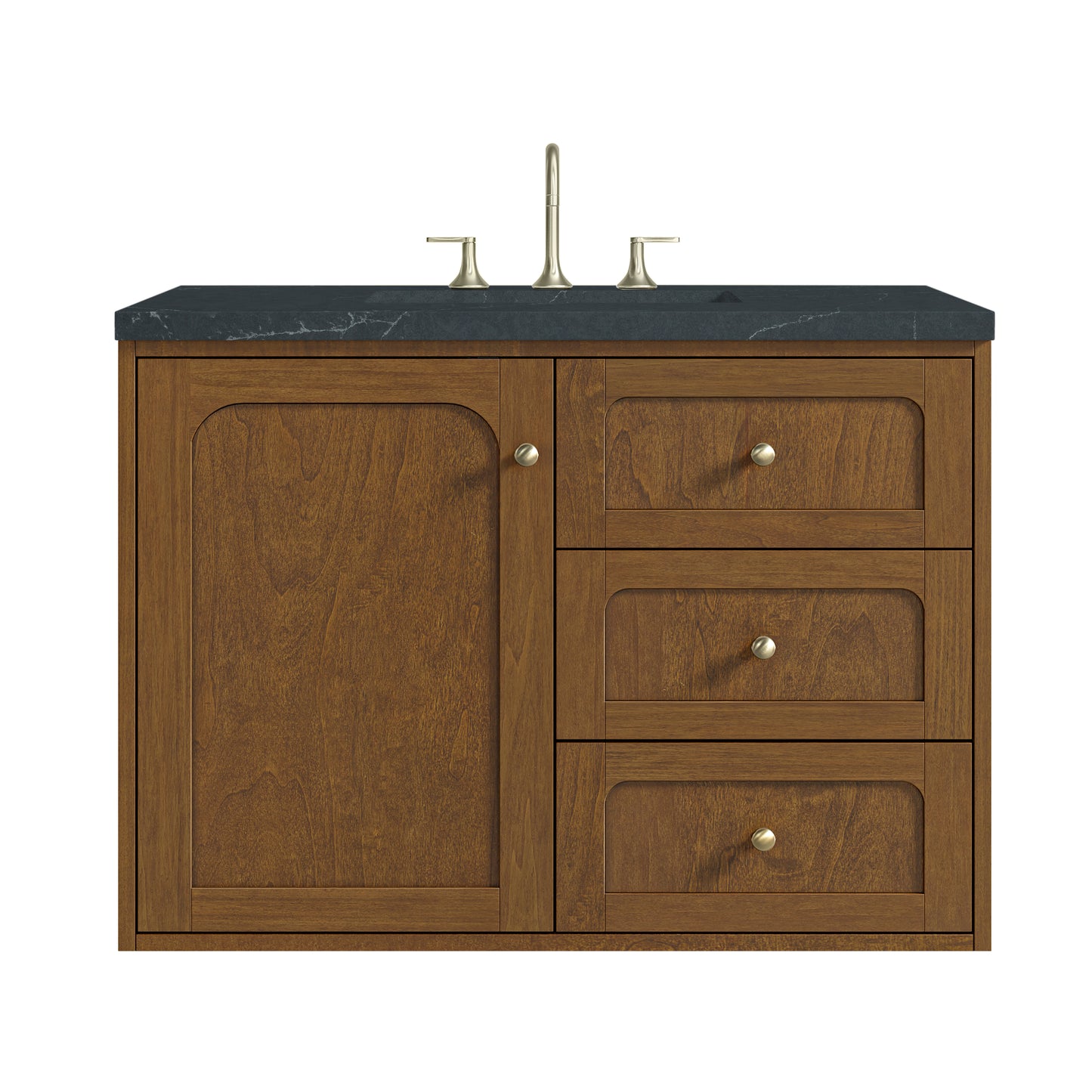 Renovate for Less Atlanta Laurent 36" Single Vanity, Honey Oak w/ 3 CM Charcoal Soapstone Silestone Top