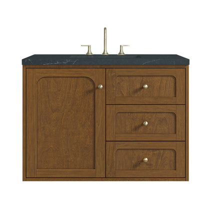 Laurent 36" Single Vanity, Honey Oak w/ 3 CM Charcoal Soapstone Silestone Top