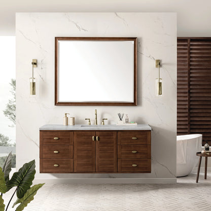 Amberly 60" Single Vanity, Mid-Century Walnut w/ 3 CM Victorian Silver Top