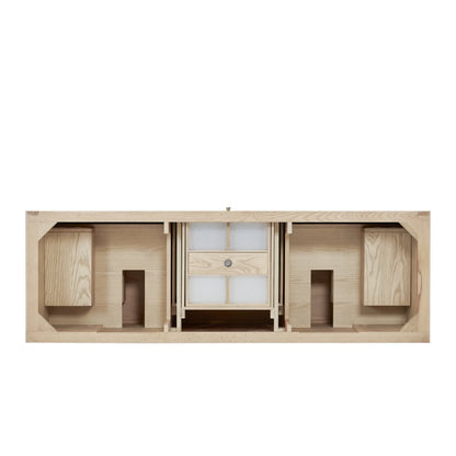 Marigot 72" Double Vanity, Sunwashed Oak w/ 3 CM Parisien Bleu Silestone Top