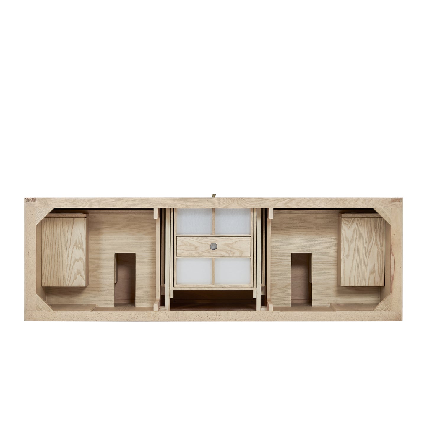 Renovate for Less Atlanta Marigot 72" Double Vanity, Sunwashed Oak, w/ 3 CM Tajnar Eclos Top w/FreePower Wireless Charger