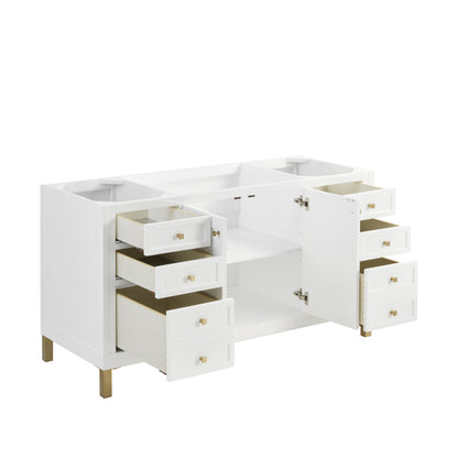Renovate for Less Atlanta Chicago 60" Single Vanity, Glossy White, w/ 3 CM Charcoal Soapstone Silestone® Top