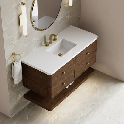 Renovate for Less Atlanta Allamari 48" Single Vanity, Sable w/ 3 CM White Zeus Silestone Top