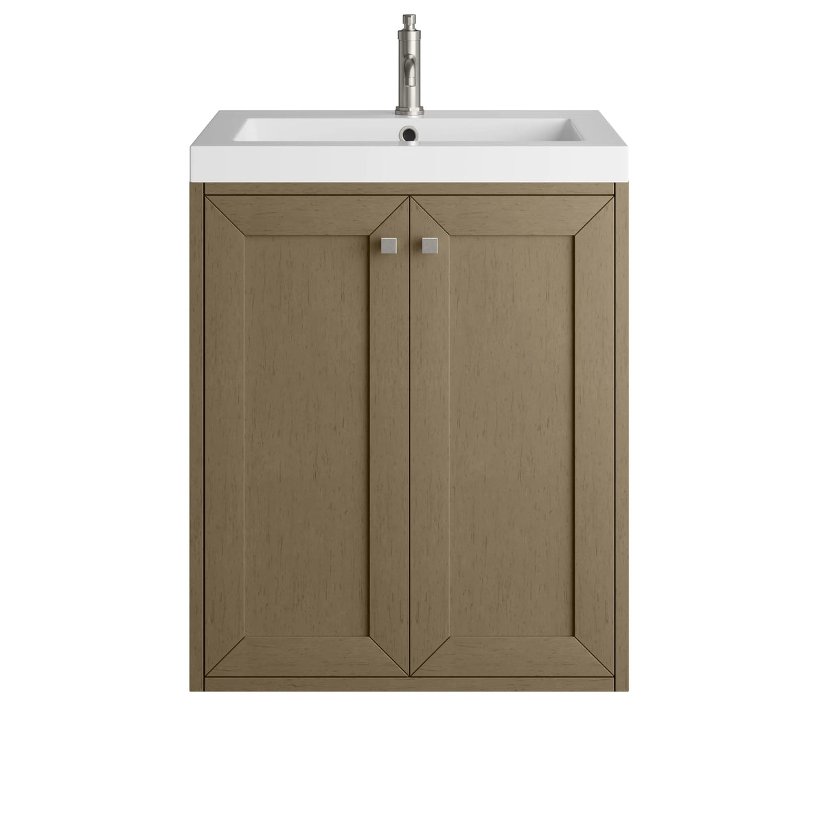 Chianti 24" Single Vanity, Walnut Whisper w/ White Glossy Composite Stone Top
