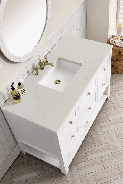 Breckenridge 48" Single Vanity, Bright White, w/ 3 CM Siberian Silestone Top