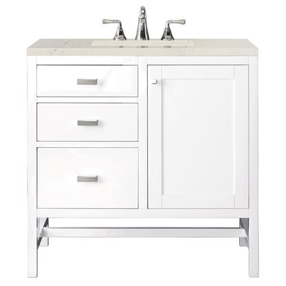 Renovate for Less Atlanta Addison 36" Single Vanity, Glossy White, w/ 3 CM Siberian Silestone Top