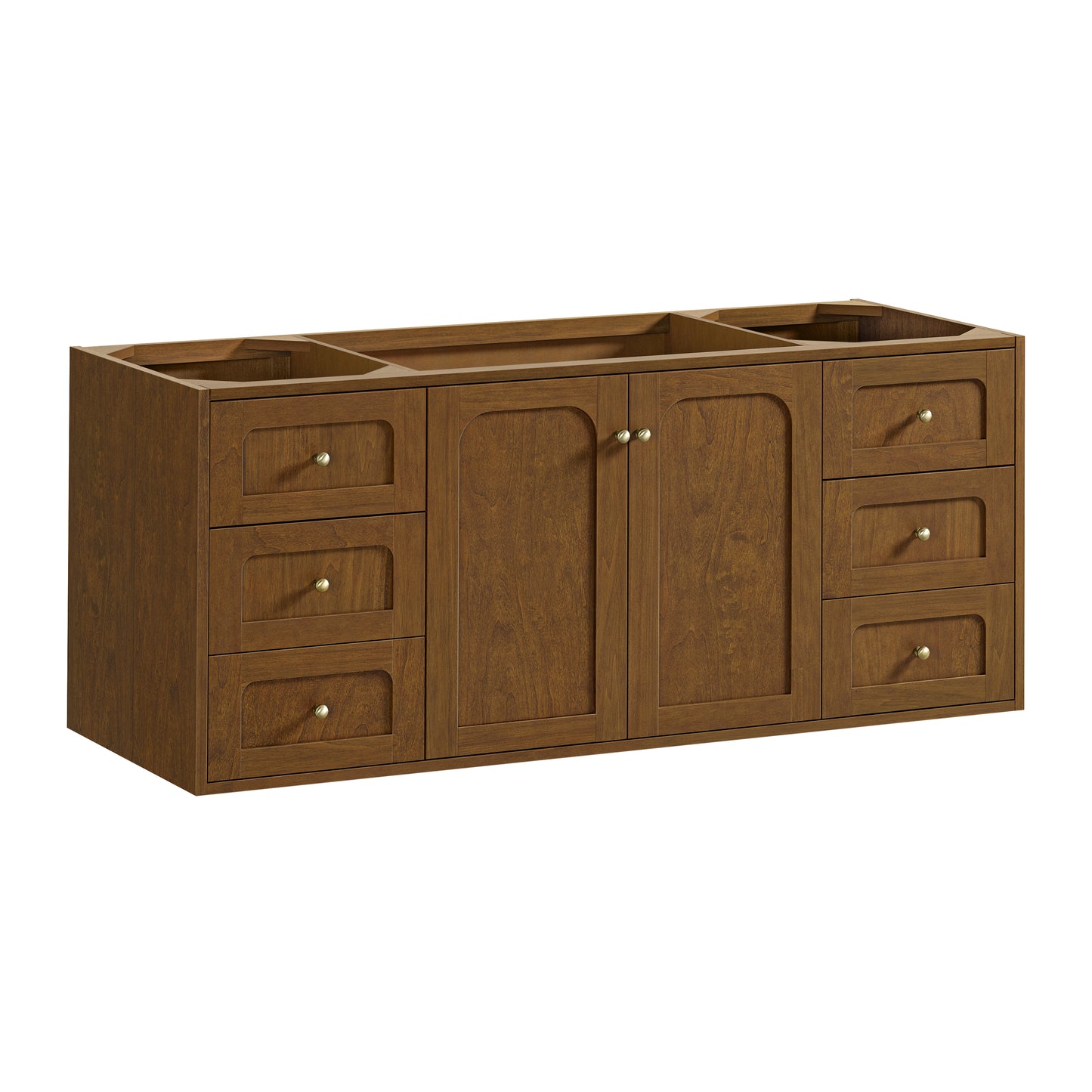 Renovate for Less Atlanta Laurent 60" Single Vanity, Honey Oak w/ 3 CM Eternal Jasmine Pearl Silestone Top