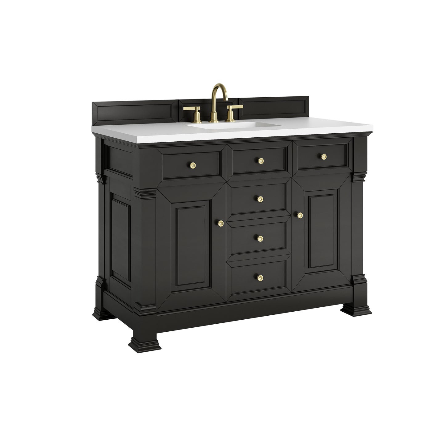 Renovate for Less Atlanta Brookfield 48" Single Vanity, Black Onyx,  w/ 3 CM White Zeus Silestone Top