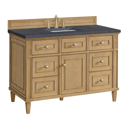 Renovate for Less Atlanta Lorelai 48" Single Vanity, Light Natural Oak w/ 3 CM Charcoal Soapstone Silestone Top