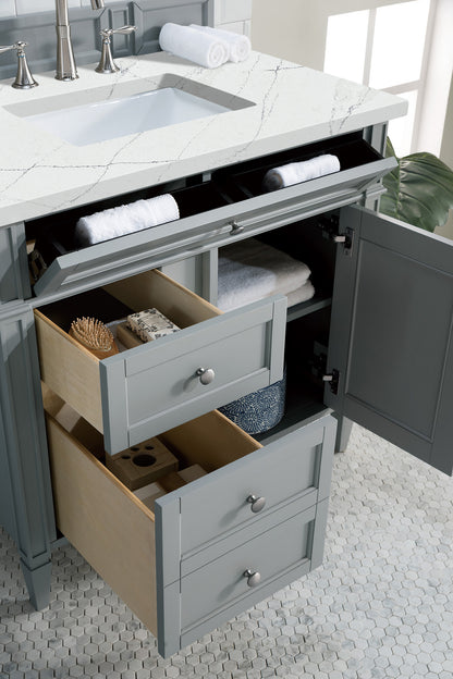 Renovate for Less Atlanta Brittany 36" Single Vanity, Urban Gray w/ 3 CM Ethereal Noctis Silestone Top