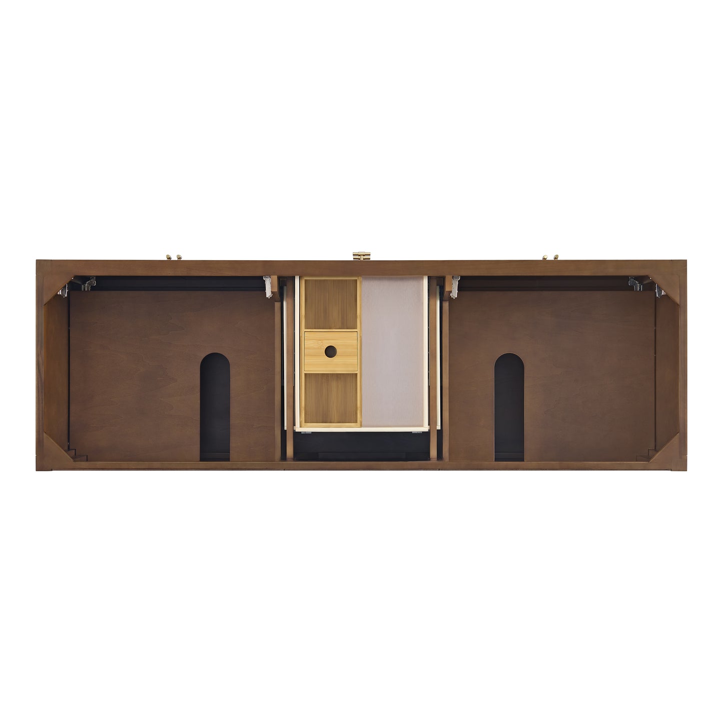 Renovate for Less Atlanta Myrrin 72" Double Vanity, Mid Century Walnut w/ 3 CM Victorian Silver Silestone Top