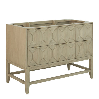 Renovate for Less Atlanta Emmeline 48" Single Vanity, Pebble Oak w/ 3 CM Victorian Silver Silestone Top
