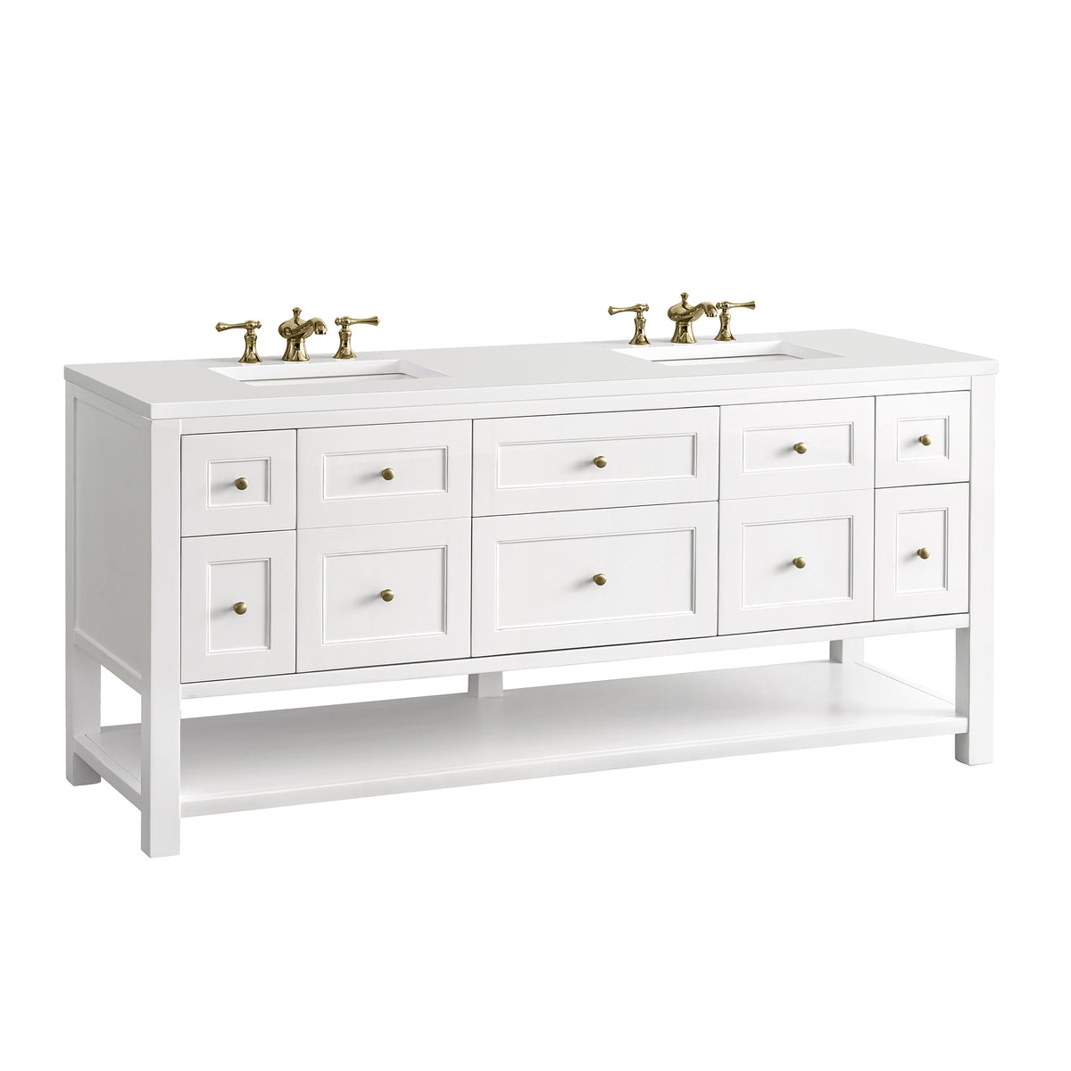 Renovate for Less Atlanta Breckenridge 72" Double Vanity, Bright White w/ 3 CM White Zeus Top