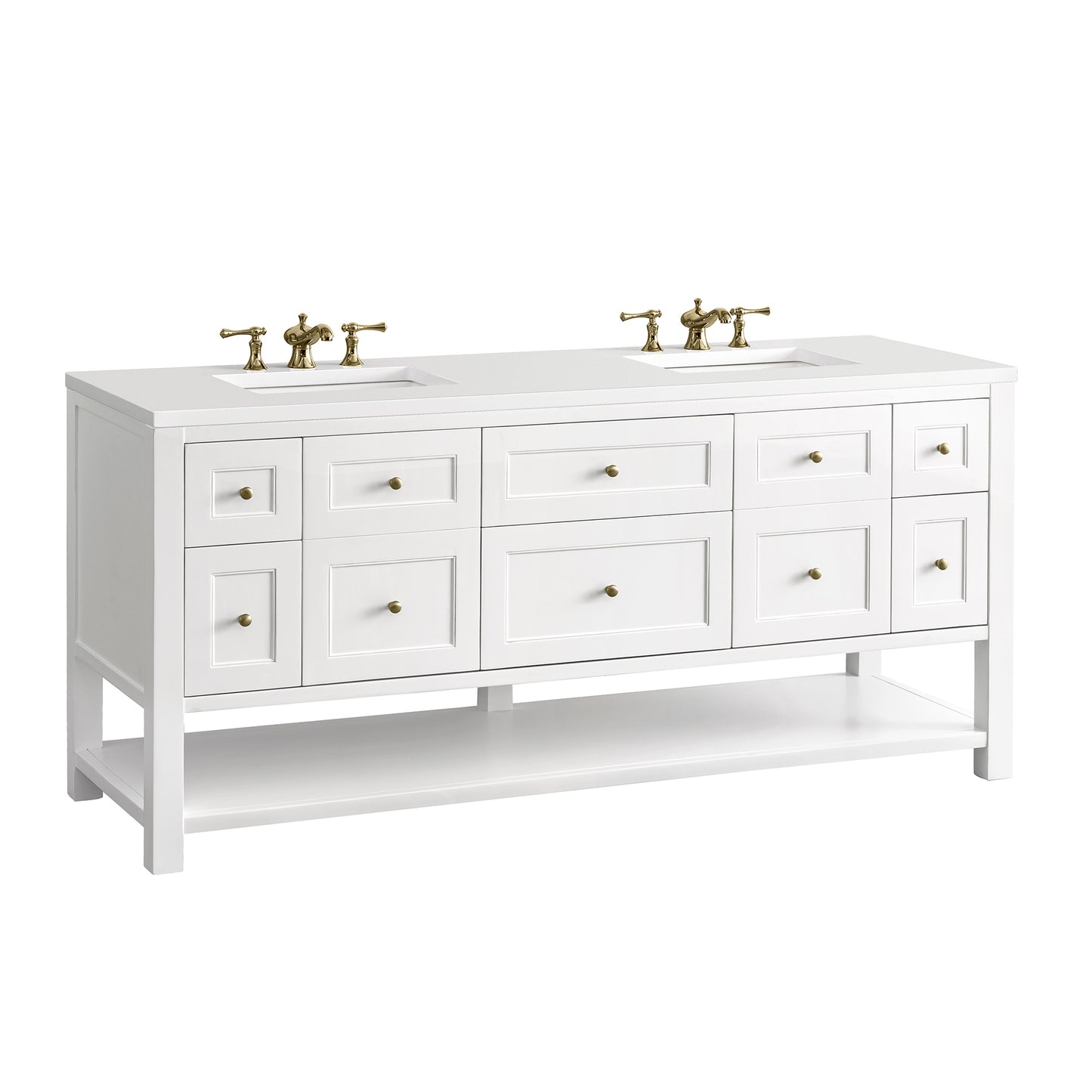 Renovate for Less Atlanta Breckenridge 72" Double Vanity, Bright White w/ 3 CM White Zeus Top