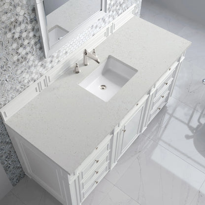 Bristol 60" Single Vanity, Bright White w/ 3 CM Lime Delight Silestone Top
