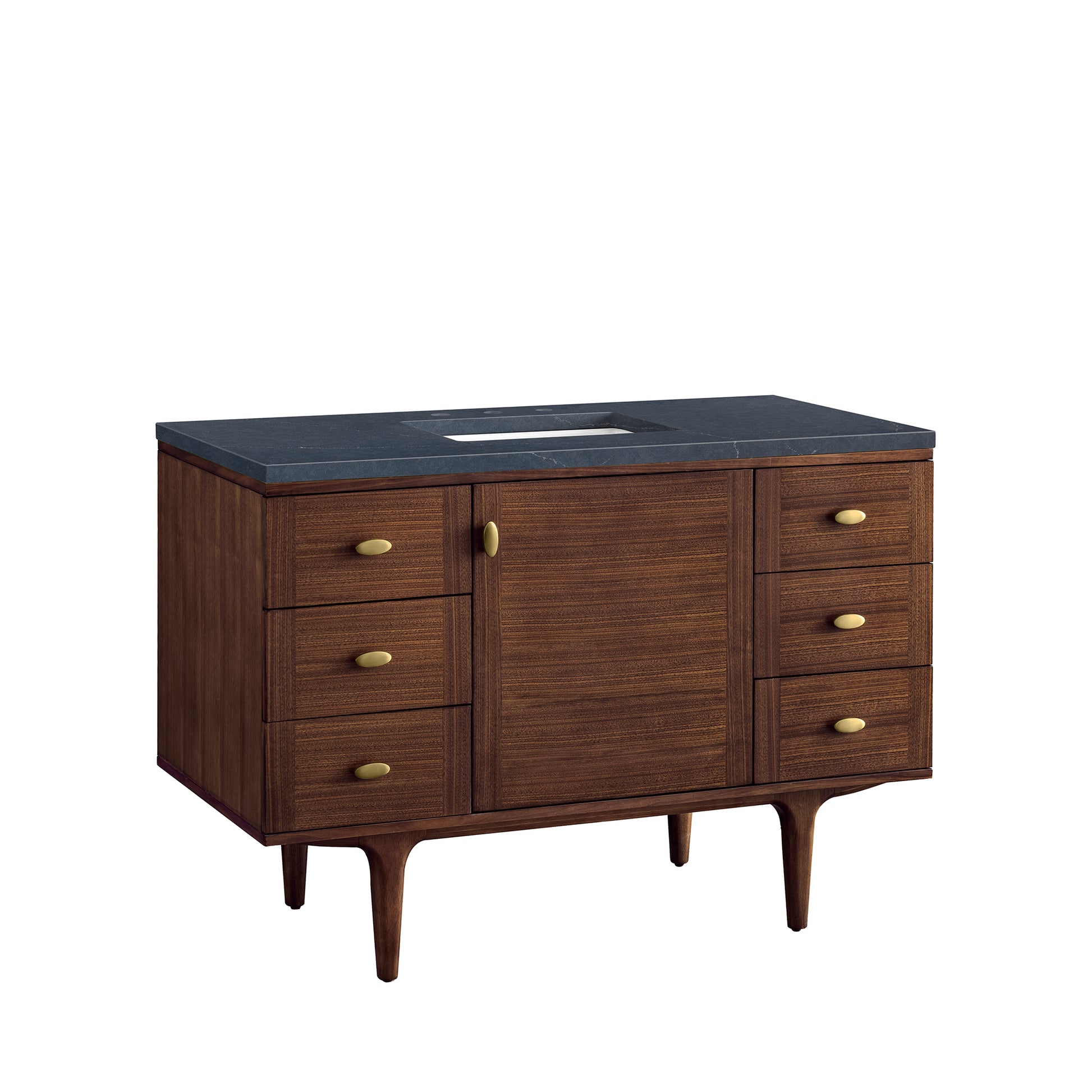 Renovate for Less Atlanta Amberly 48" Single Vanity, Mid-Century Walnut w/ 3 CM Charcoal Soapstone Top