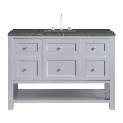 Renovate for Less Atlanta Breckenridge 48" Single Vanity, Serenity Blue, w/ 3 CM Parisien Bleu Quartz Top w/FreePower Wireless Charger