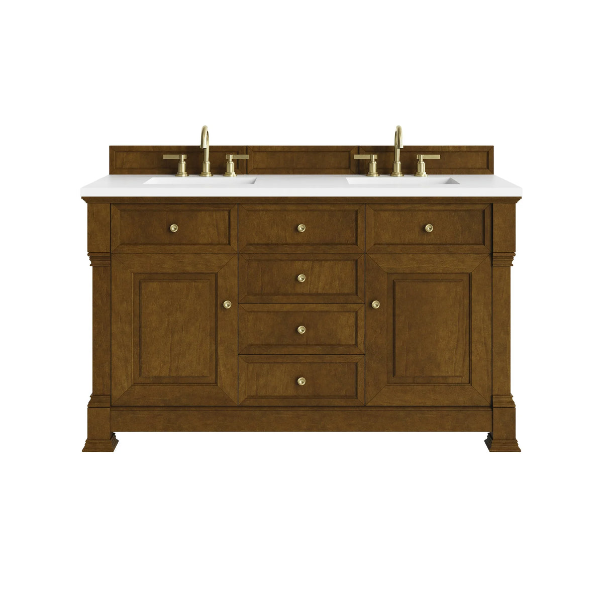 Brookfield 60" Double Vanity, Honey Oak,  w/ 3 CM White Zeus Silestone Top
