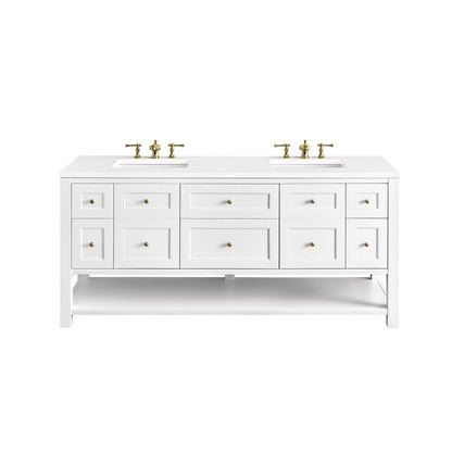 Renovate for Less Atlanta Breckenridge 72" Double Vanity, Bright White w/ 3 CM White Zeus Top