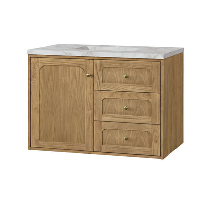 Renovate for Less Atlanta Laurent 36" Single Vanity, Light Natural Oak w/ 3 CM Victorian Silver Top