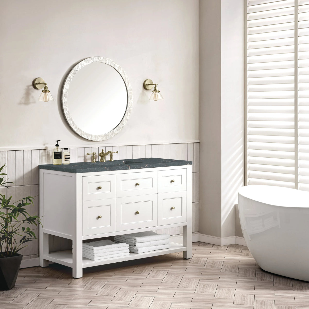 Breckenridge 48" Single Vanity, Bright White w/ 3 CM Parisien Bleu Top