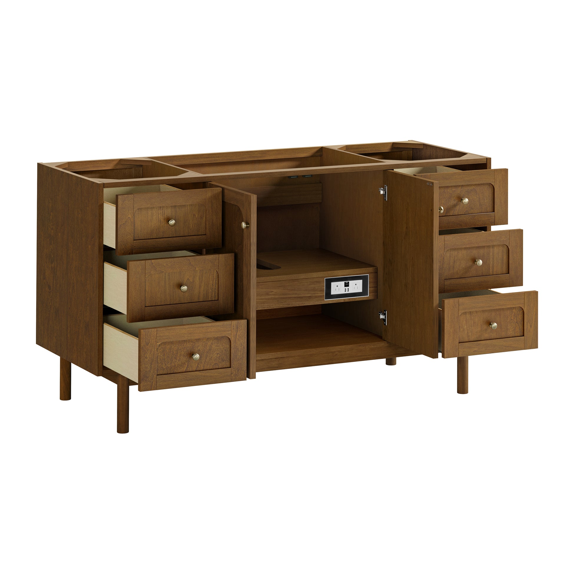 Renovate for Less Atlanta Laurent 60" Single Vanity, Honey Oak w/ 3 CM Parisien Bleu Silestone Top