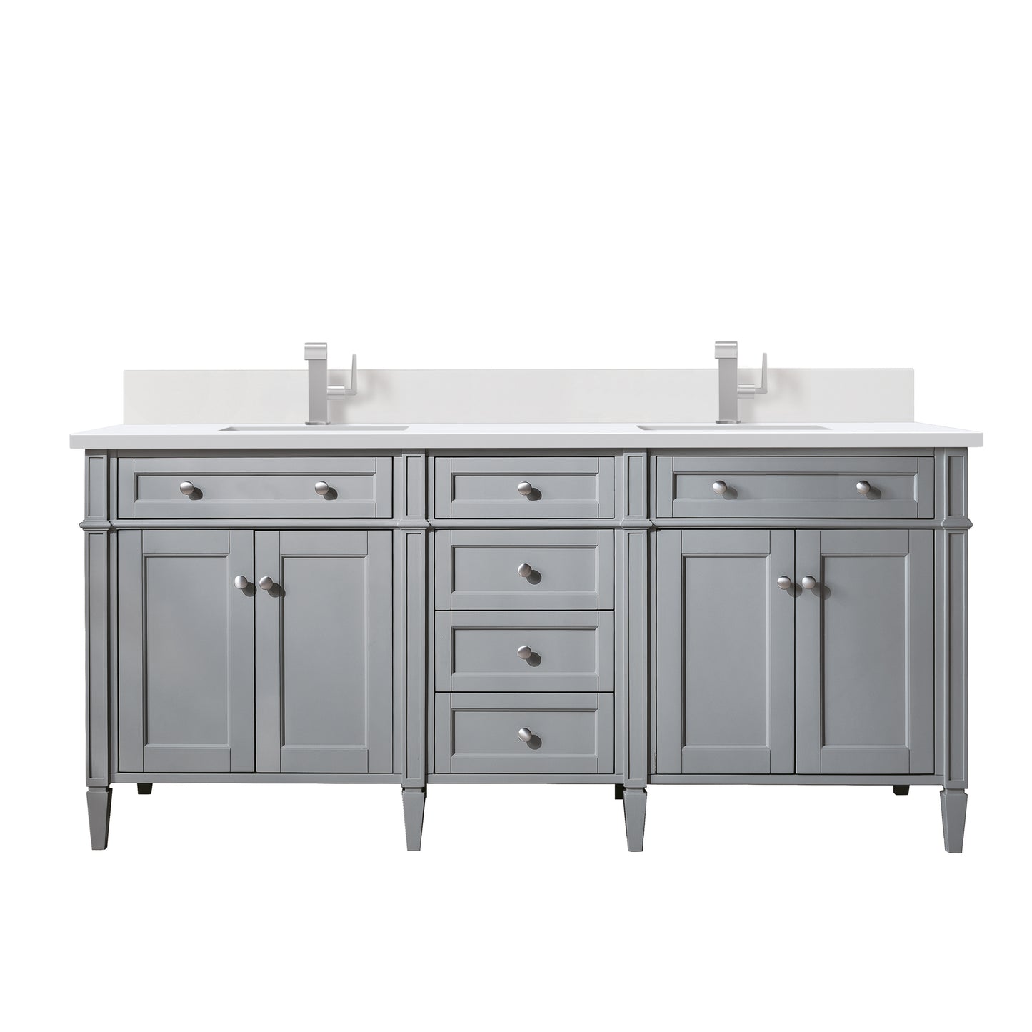 Renovate for Less Atlanta Brittany 72" Double Vanity, Urban Gray w/ Single Hole 3 CM White Zeus Silestone Top & Backsplash