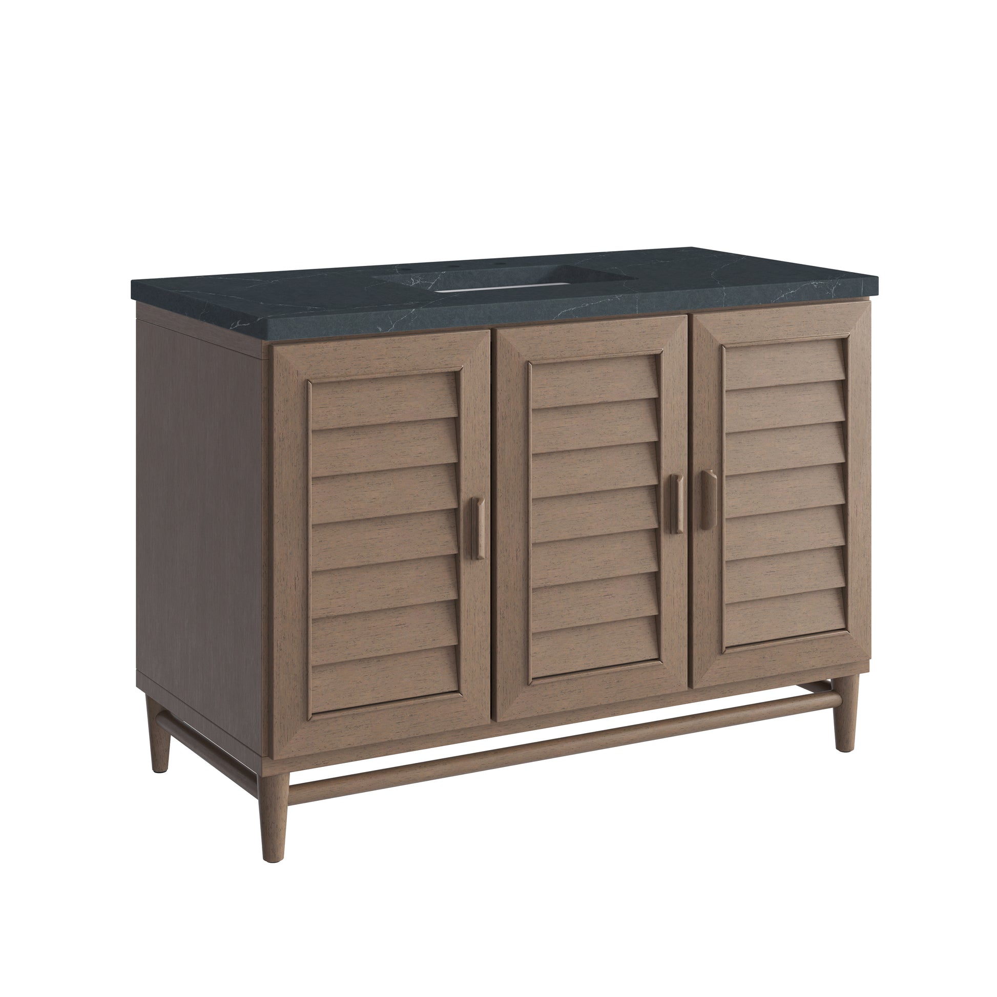 Renovate for Less Atlanta Portland 48" Single Vanity Whitewashed Walnut w/ 3 CM Charcoal Soapstone Silestone Top