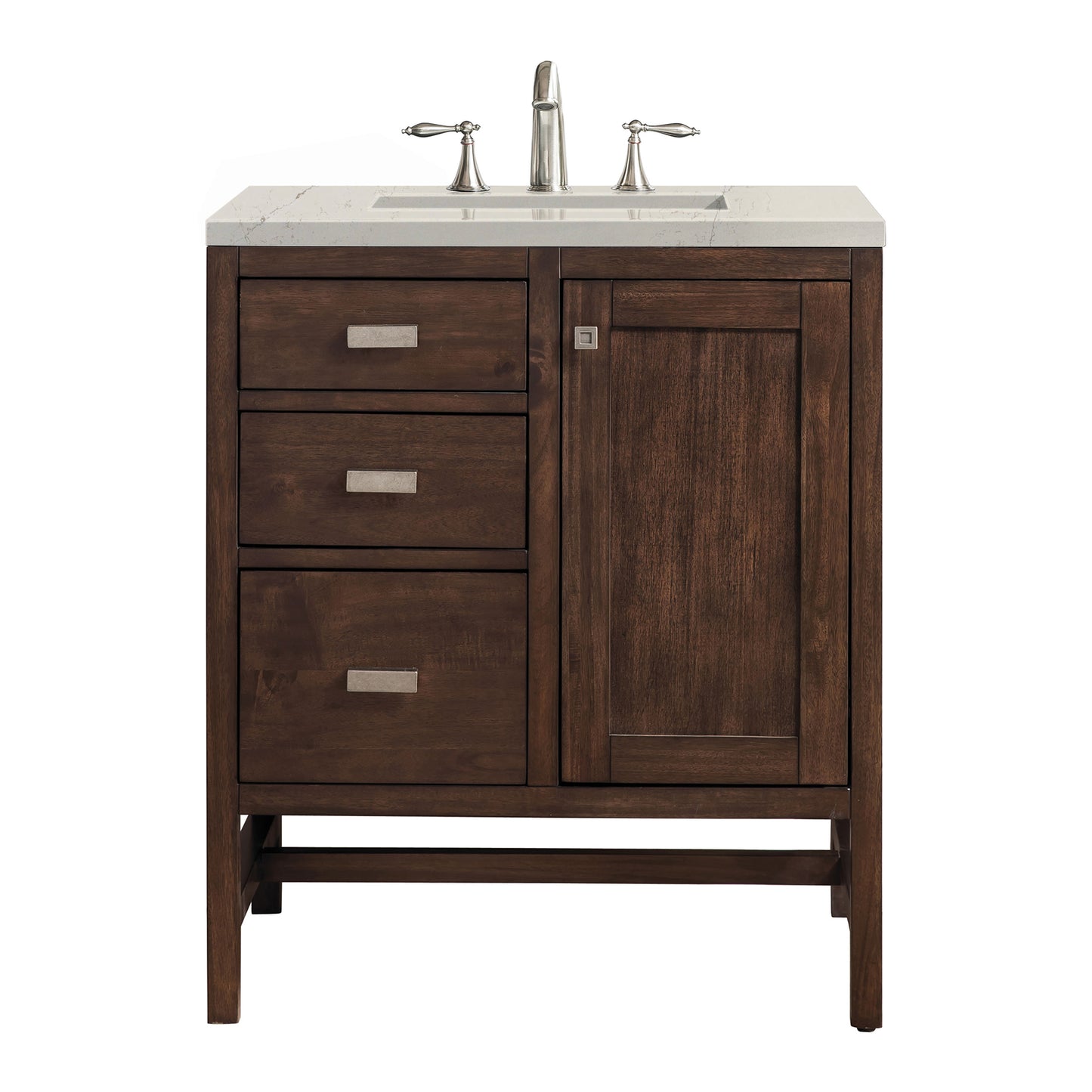 Renovate for Less Atlanta Addison 30" Single Vanity, Mid-Century Acacia, w/ 3 CM Siberian Silestone Top