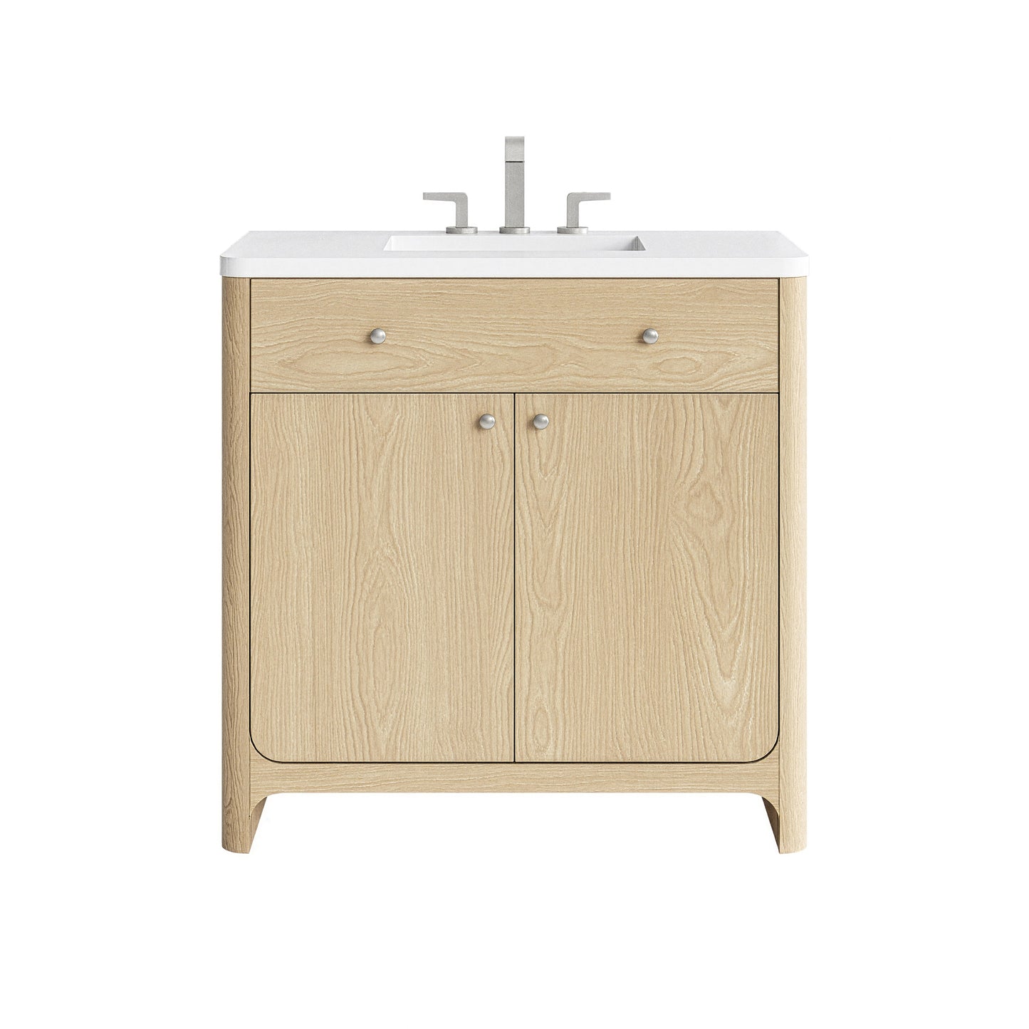 Renovate for Less Atlanta Gracyn 36" Single Vanity, Coastal Driftwood, w/ 3 CM White Zeus Quartz Widespread Top