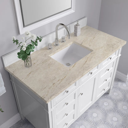 Brittany 48" Single Vanity in Bright White, w/ 3 CM Tajnar Eclos Top